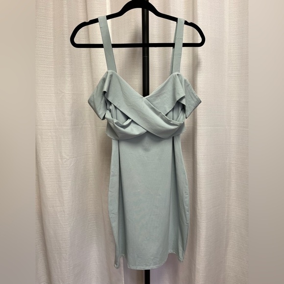 By the way Evie Cold Shoulder Mini Dress in Light Blue | size medium - Picture 1 of 10